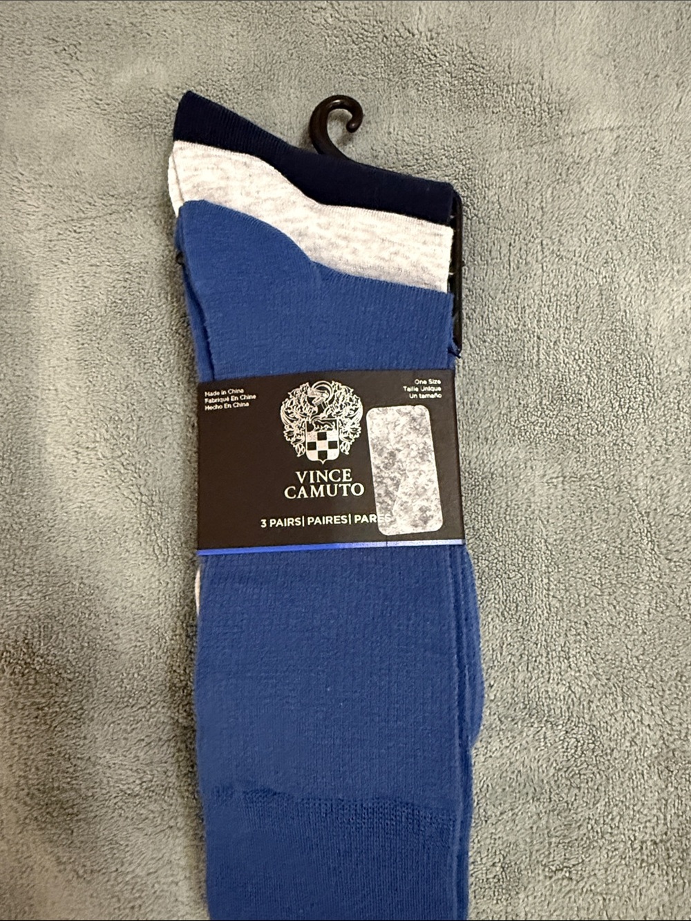 Vince Camuto Men's 3-Pack Crew Socks - Blue, Navy, Light Gray